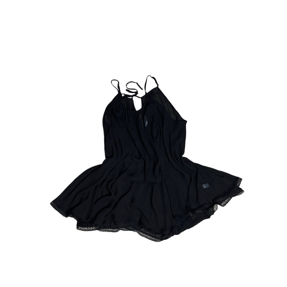 Black Lace-Trim Slip Dress with Adjustable Straps